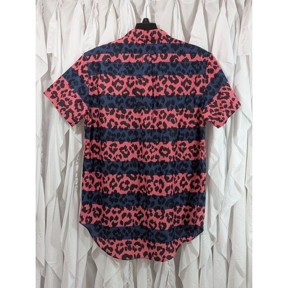 Pink & Navy Leopard Print Cotton Short Sleeve Size L by Marc by Marc Jacobs - Picture 10 of 11